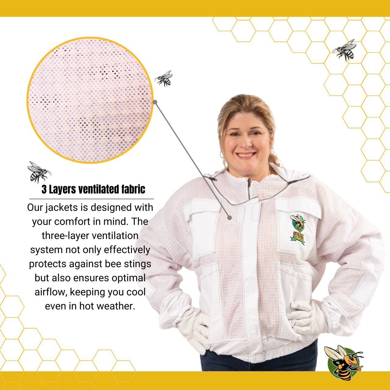 Swarm Commander Triple Layer Fully Ventilated Bee Jacket - XS to 5XL