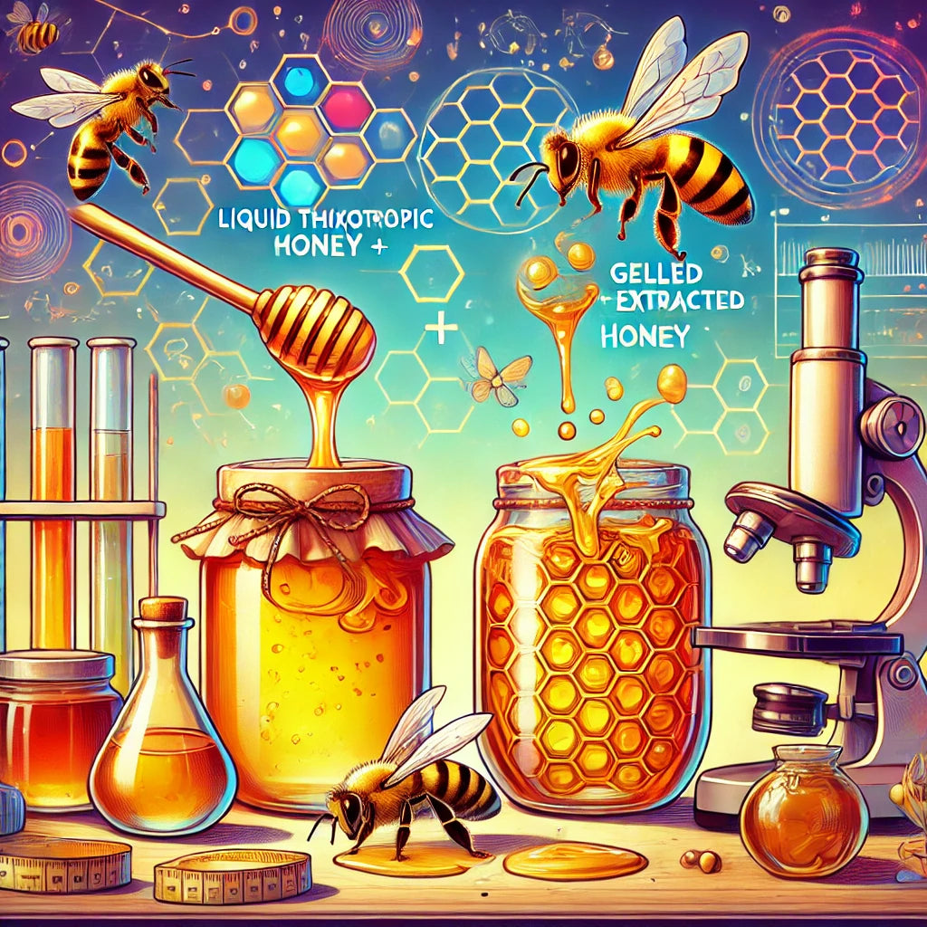 Liquid Thixotropic Honey + Gelled Extracted Honey