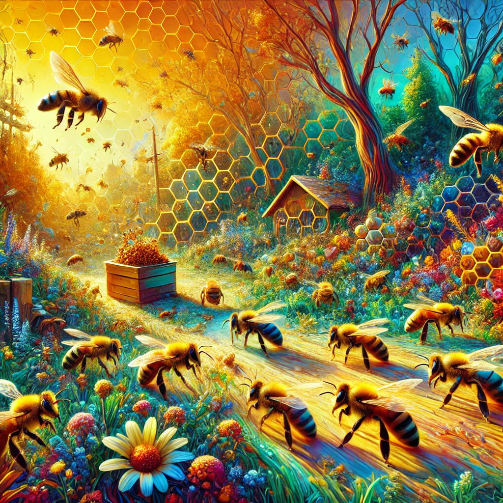  Bees Swarming on Ground