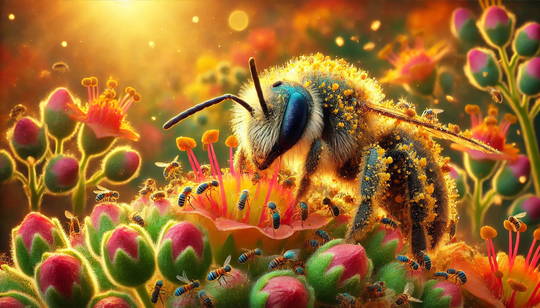 Mason Bee Covered in Pollen Mites