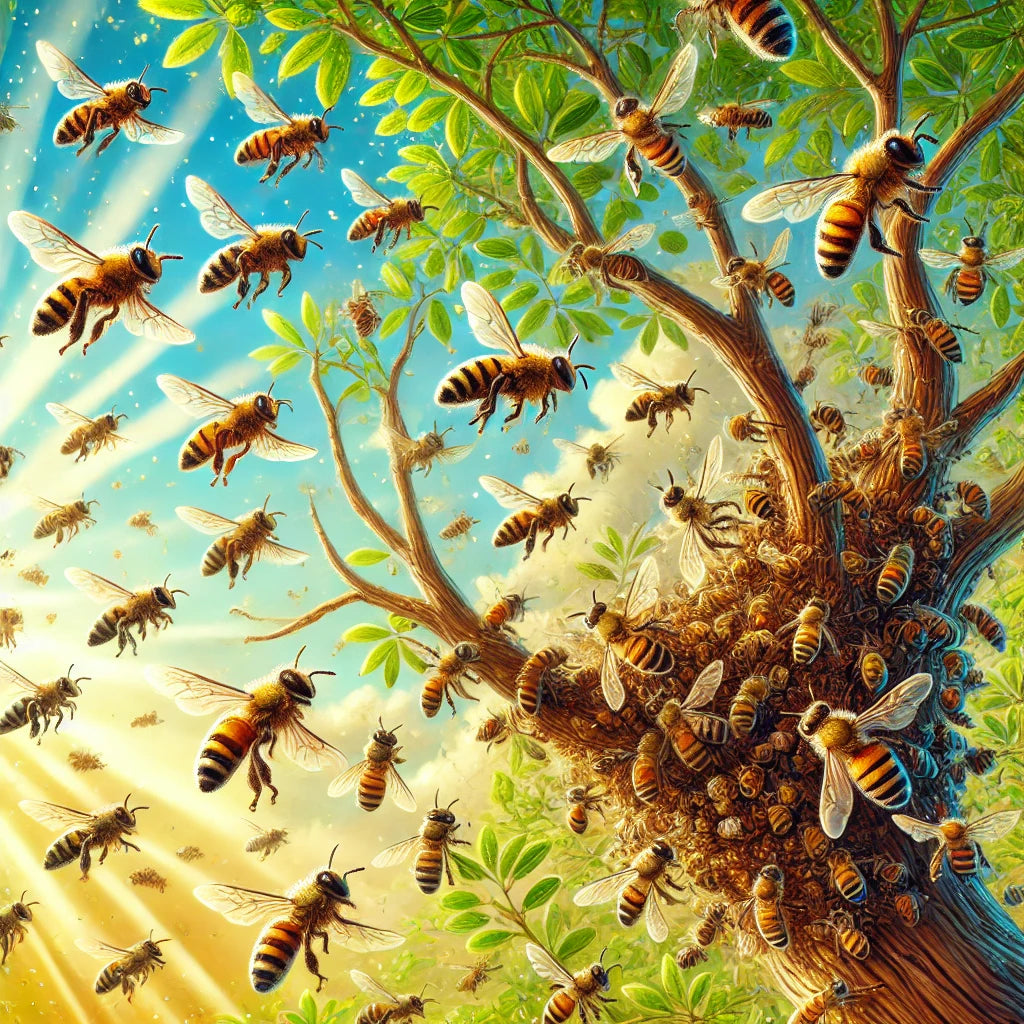 Bees Swarming Tree
