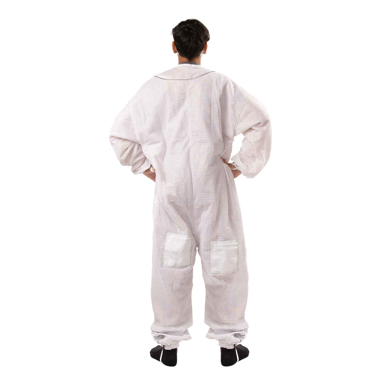 White Swarm Commander Beekeeper Unisex Suit - 3 Layers Fully Ventilated with removable veil