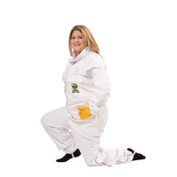 Thumbnail for Swarm Commander white beekeeping suit veil and zipper detail
