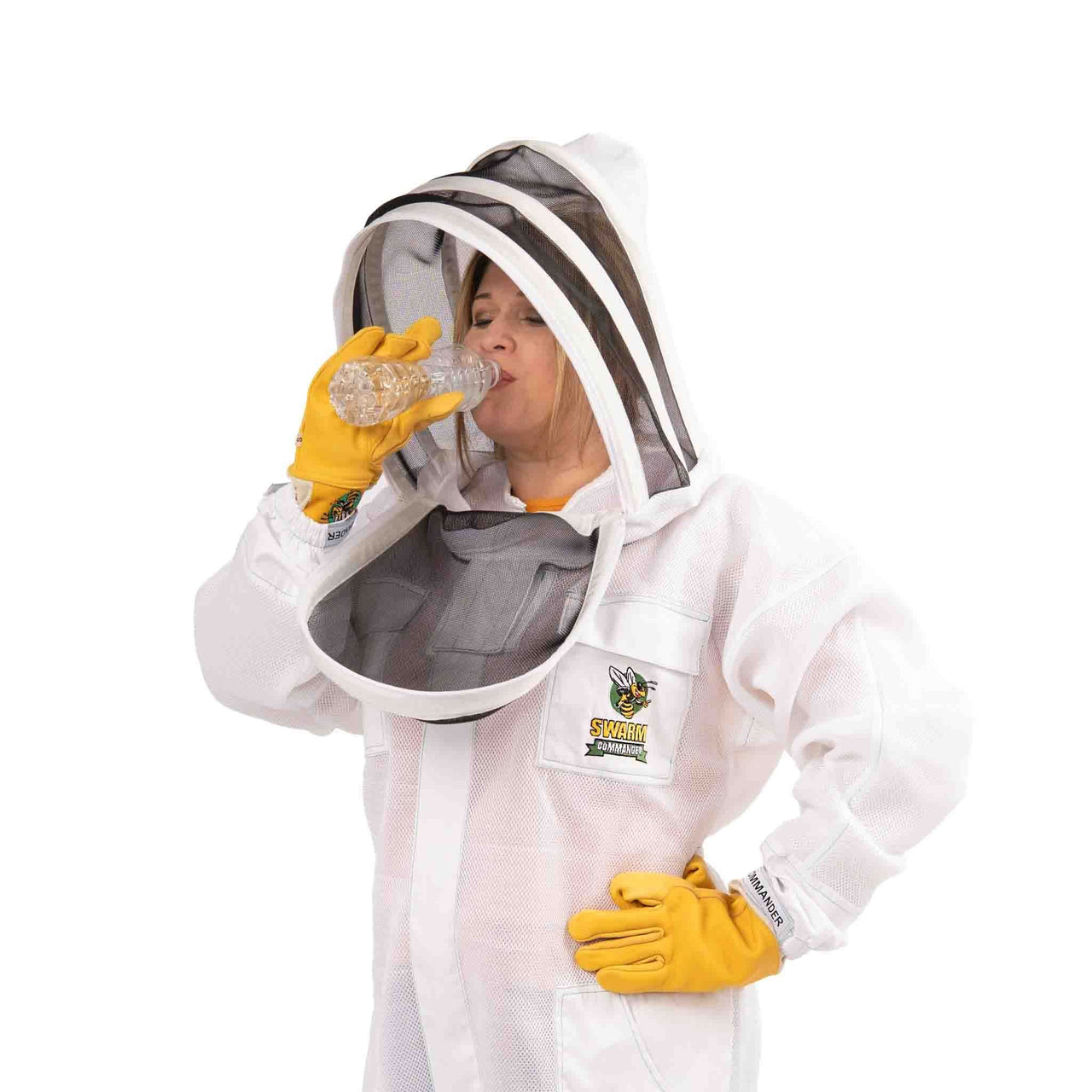 Swarm Commander mesh beekeeping suit pocket and Velcro detail